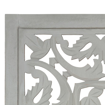 vidaXL Hand carved 3-Panel Room Divider Grey 120x165 cm Solid Mango Wood