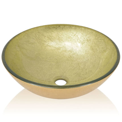 vidaXL Basin Tempered Glass 42 cm Gold