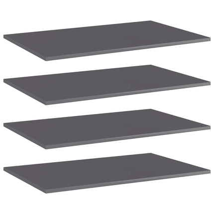 vidaXL Bookshelf Boards 4 pcs High Gloss Grey 80x50x1.5 cm Chipboard