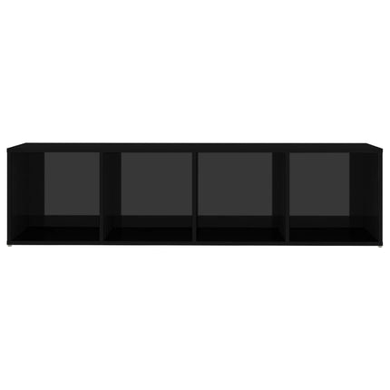 vidaXL TV Cabinet High Gloss Black 142.5x35x36.5 cm Chipboard