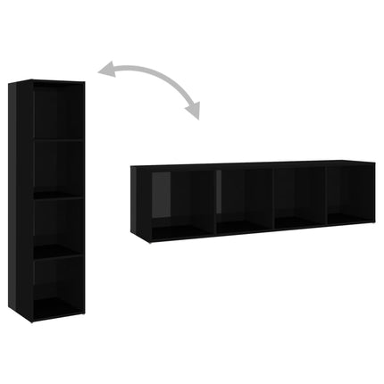 vidaXL TV Cabinet High Gloss Black 142.5x35x36.5 cm Chipboard