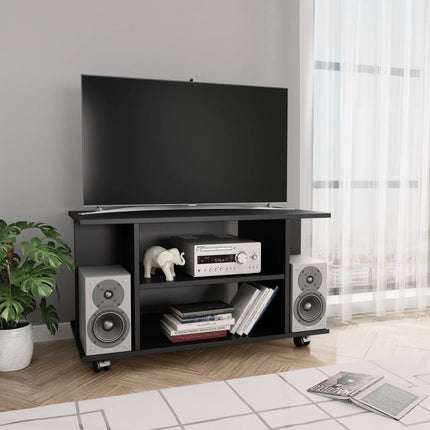 vidaXL TV Cabinet with Castors Black 80x40x40 cm Chipboard