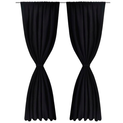 2 pcs Black Energy-saving Blackout Curtains Double Layer 140 x 245 cm