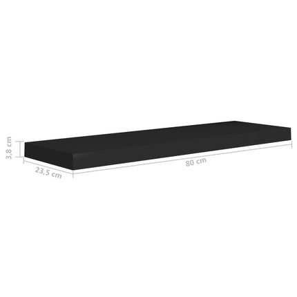 vidaXL Floating Wall Shelves 4 pcs Black 80x23.5x3.8 cm MDF