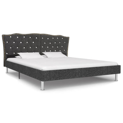 vidaXL Bed Frame Dark Grey Fabric 137x187 cm Double Size