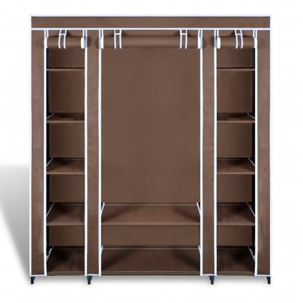 Wardrobe with Compartments and Rods 45x150x176 cm Brown Fabric