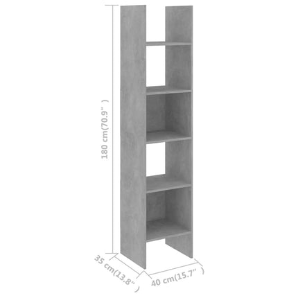 vidaXL Book Cabinet Concrete Grey 40x35x180 cm Chipboard