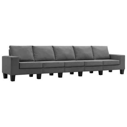 5-Seater Sofa Dark Grey Fabric