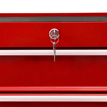 vidaXL Tool Trolley with 10 Drawers Steel Red