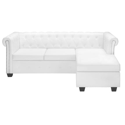 vidaXL L-shaped Chesterfield Sofa Artificial Leather White