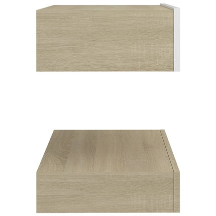 Bedside Cabinet White and Sonoma Oak 60x35 cm Engineered Wood