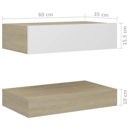 Bedside Cabinet White and Sonoma Oak 60x35 cm Engineered Wood