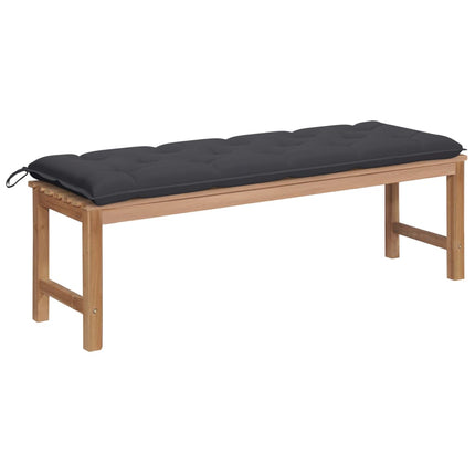 Garden Bench with Anthracite Cushion 150 cm Solid Teak Wood