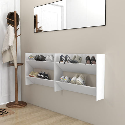 vidaXL Wall Shoe Cabinet 2 pcs White 80x18x60 cm Chipboard