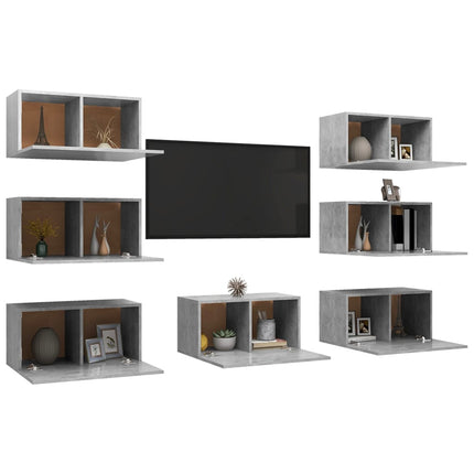 vidaXL TV Cabinets 7 pcs Concrete Grey 30.5x30x60 cm Chipboard