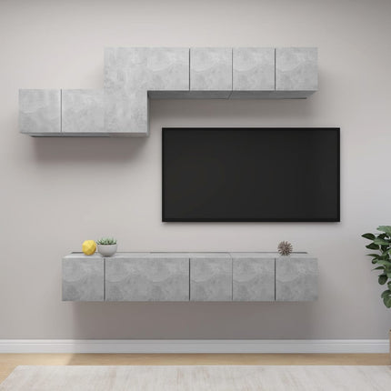 vidaXL 7 Piece TV Cabinet Set Concrete Grey Chipboard