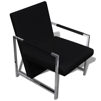 Armchairs 2 pcs with Chrome Frame Black Faux Leather