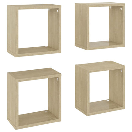 vidaXL Wall Cube Shelves 4 pcs Sonoma Oak 26x15x26 cm