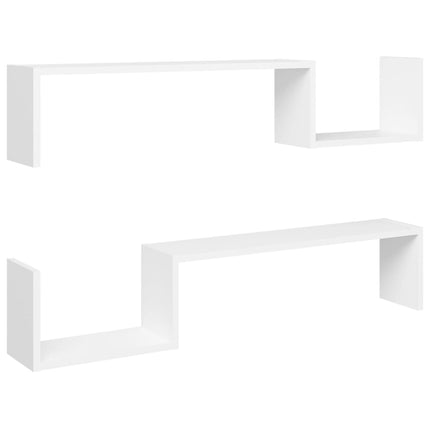 vidaXL Wall Shelves 2 pcs White 100x15x20 cm Chipboard