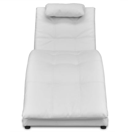 Chaise Longue with Pillow White Faux Leather