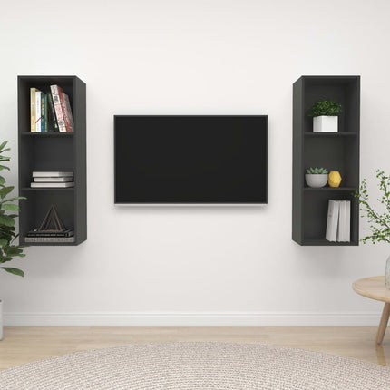 vidaXL Wall-mounted TV Cabinets 2 pcs Grey Chipboard
