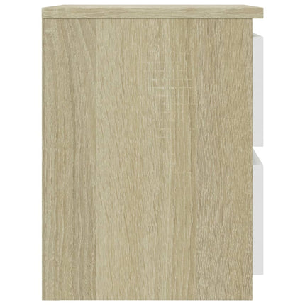 vidaXL Bedside Cabinet White and Sonoma Oak 30x30x40 cm Chipboard
