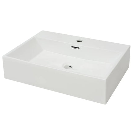 Basin with Faucet Hole Ceramic White 60.5x42.5x14.5 cm