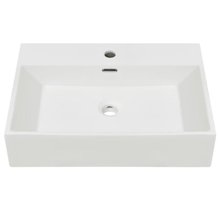 Basin with Faucet Hole Ceramic White 60.5x42.5x14.5 cm