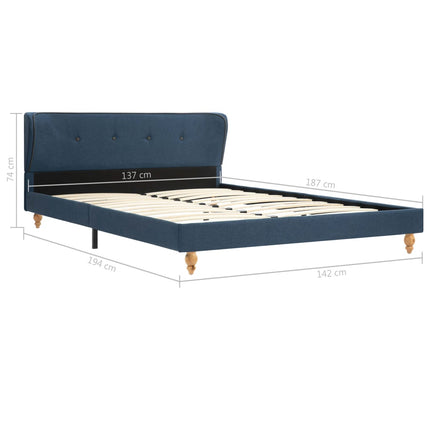 Bed Frame Blue Fabric 137x187 cm Double Size