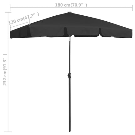 Beach Umbrella Black 180x120 cm