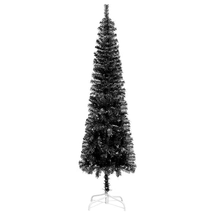 vidaXL Slim Christmas Tree with LEDs&Ball Set Black 180 cm