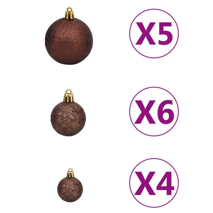 vidaXL Slim Christmas Tree with LEDs&Ball Set Black 180 cm