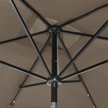 vidaXL Parasol with LEDs and Steel Pole Taupe 2x3 m