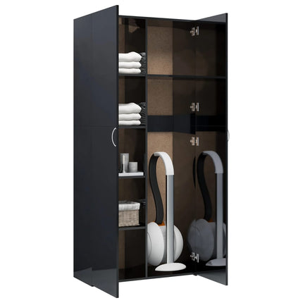 Storage Cabinet High Gloss Black 80x35.5x180 cm Engineered Wood