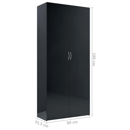 Storage Cabinet High Gloss Black 80x35.5x180 cm Engineered Wood
