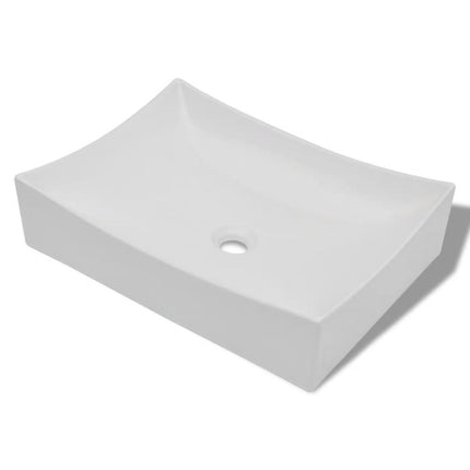 vidaXL Bathroom Ceramic Porcelain Sink Art Basin White High Gloss