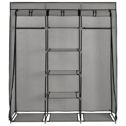 vidaXL Wardrobe with Compartments and Rods Grey 150x45x175 cm Fabric