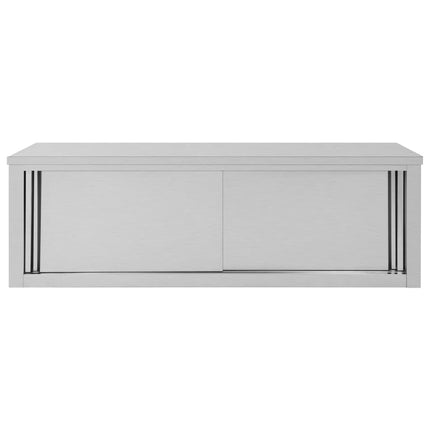 vidaXL Kitchen Wall Cabinet with Sliding Doors 150x40x50 cm Stainless Steel