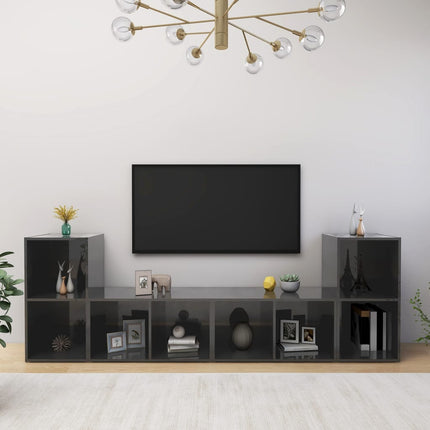 vidaXL TV Cabinets 4 pcs High Gloss Grey 72x35x36.5 cm Chipboard