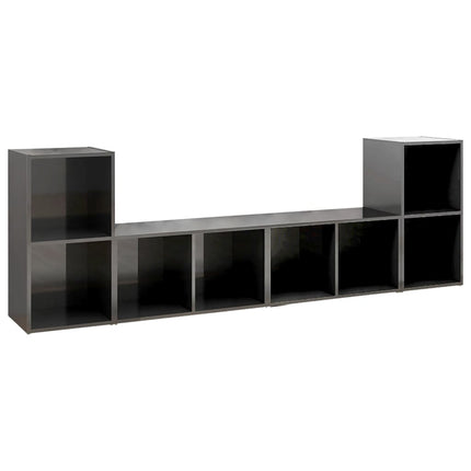vidaXL TV Cabinets 4 pcs High Gloss Grey 72x35x36.5 cm Chipboard