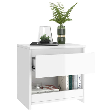 vidaXL Bedside Cabinets 2 pcs High Gloss White 40x30x39 cm Chipboard