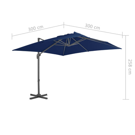 vidaXL Cantilever Umbrella with Aluminium Pole 3x3 m Azure Blue