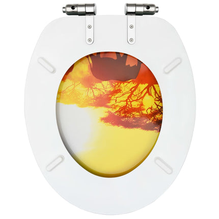 vidaXL WC Toilet Seat with Soft Close Lid MDF Savanne Design