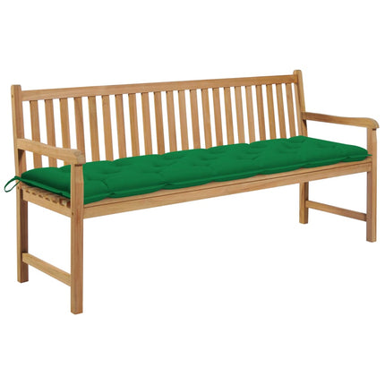 Garden Bench with Green Cushion 175 cm Solid Teak Wood