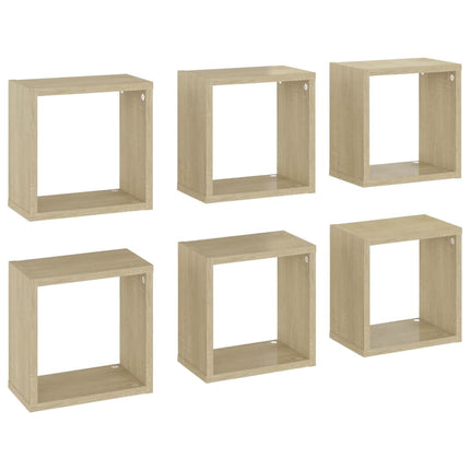 vidaXL Wall Cube Shelves 6 pcs Sonoma Oak 26x15x26 cm