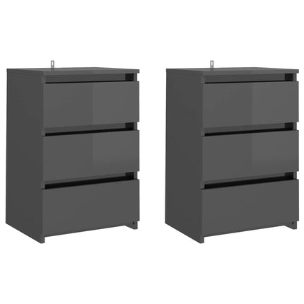 vidaXL Bed Cabinets 2 pcs High Gloss Grey 40x35x62.5 cm Chipboard