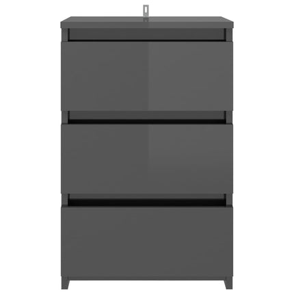 vidaXL Bed Cabinets 2 pcs High Gloss Grey 40x35x62.5 cm Chipboard