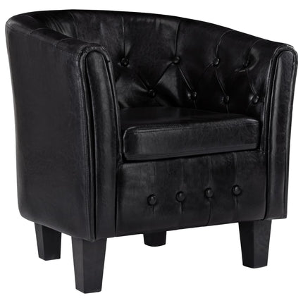 Tub Chair Black Faux Leather