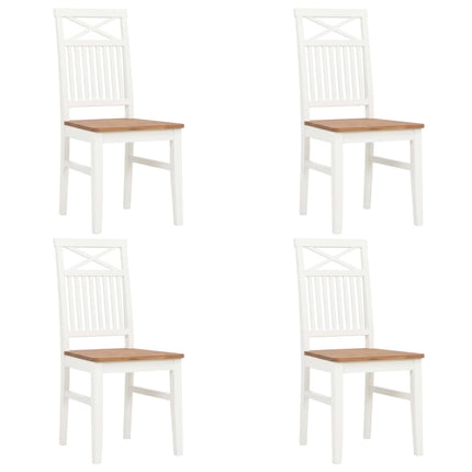 vidaXL Dining Chairs 4 pcs White Solid Oak Wood