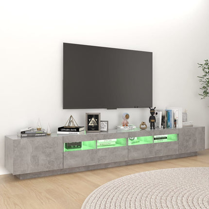 vidaXL TV Cabinet with LED Lights Concrete Grey 260x35x40 cm